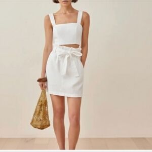 Reformation White SET Linen  Skirt And Crop Top Size 6